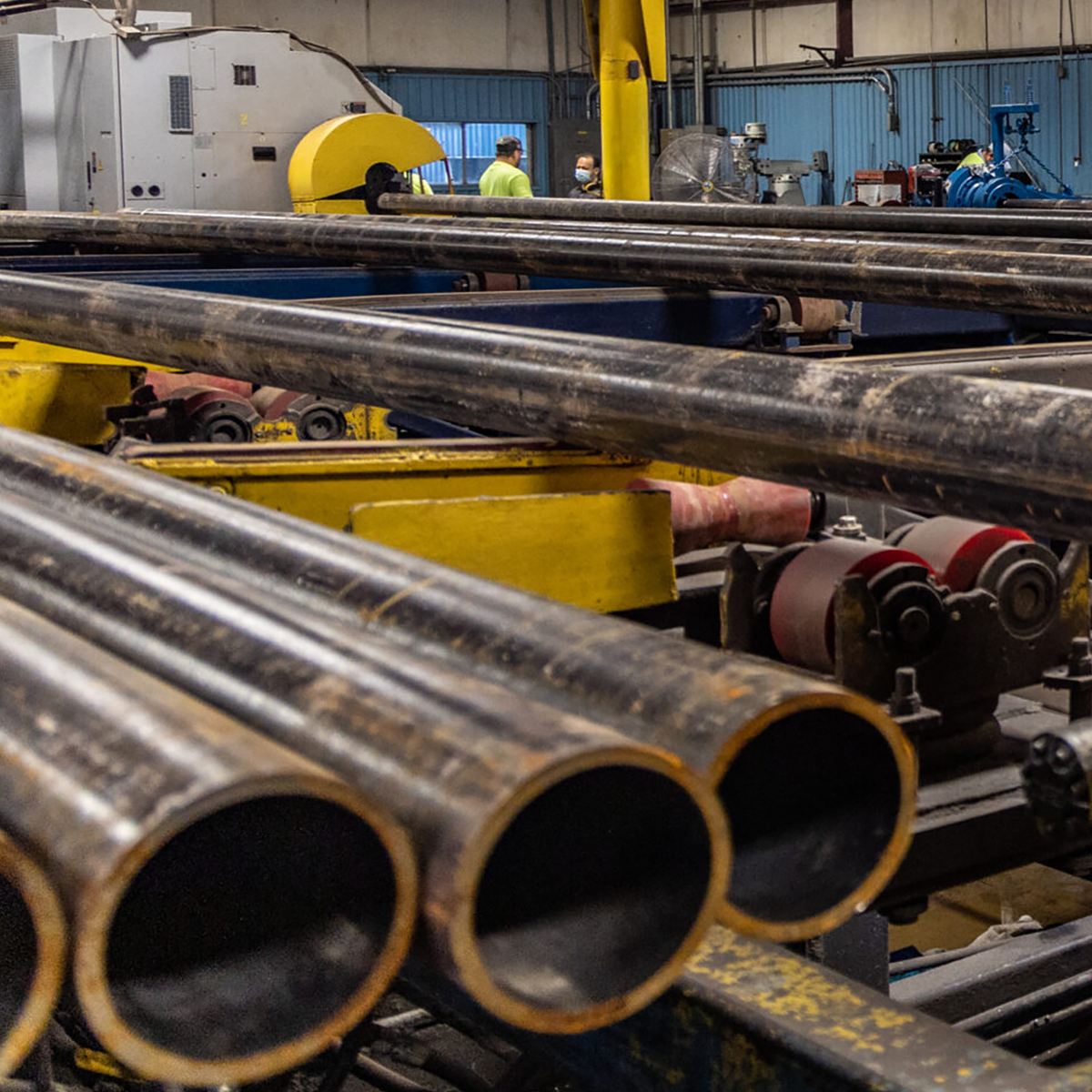 OCTG, Sooner Inc, Sooner pipe in warehouse undergoing inspection